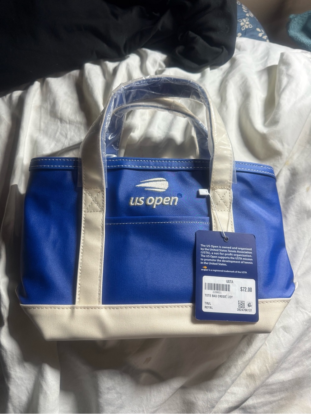 Royal Blue and Cream Tote Bag